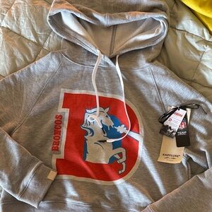 KadyLuxe Heather Gray Broncos boxy Hoodie NWT